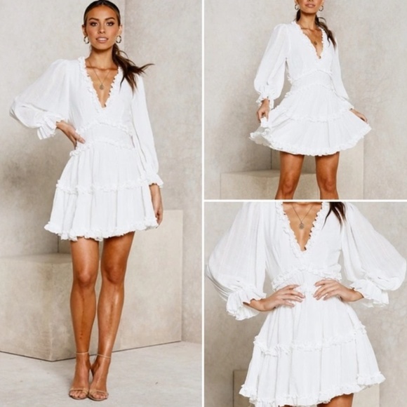 floral v neck open back boho ruffle dress - Picture 9 of 16